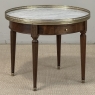 Antique French Louis XVI Mahogany Marble Top Bouillotte Table