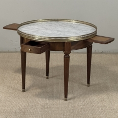 Antique French Louis XVI Mahogany Marble Top Bouillotte Table