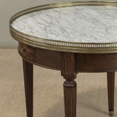 Antique French Louis XVI Mahogany Marble Top Bouillotte Table