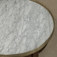 Antique French Louis XVI Mahogany Marble Top Bouillotte Table