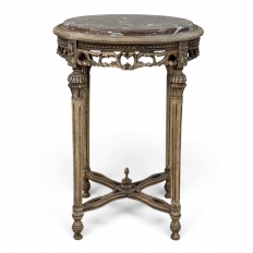 Antique French Louis XVI Stripped Marble Top Occasional Table