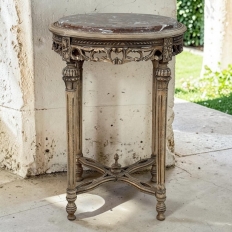Antique French Louis XVI Stripped Marble Top Occasional Table