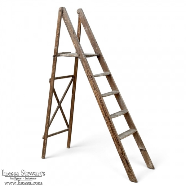 19th Century Rustic French Pine Orchard Step Ladder