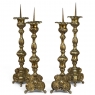 Late 17th Century French Renaissance Brass Altar Candlesticks