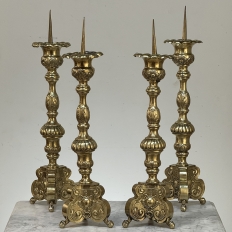Late 17th Century French Renaissance Brass Altar Candlesticks