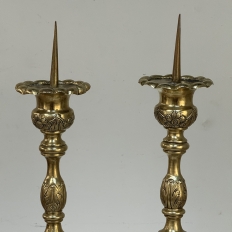 Late 17th Century French Renaissance Brass Altar Candlesticks