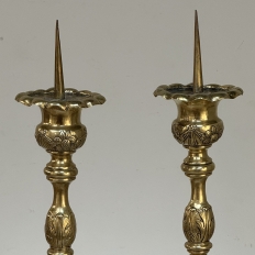 Late 17th Century French Renaissance Brass Altar Candlesticks