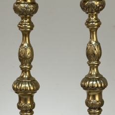 Late 17th Century French Renaissance Brass Altar Candlesticks