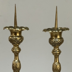 Late 17th Century French Renaissance Brass Altar Candlesticks