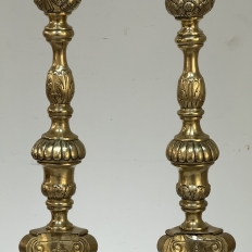 Late 17th Century French Renaissance Brass Altar Candlesticks