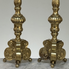 Late 17th Century French Renaissance Brass Altar Candlesticks