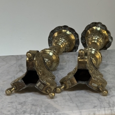 Late 17th Century French Renaissance Brass Altar Candlesticks