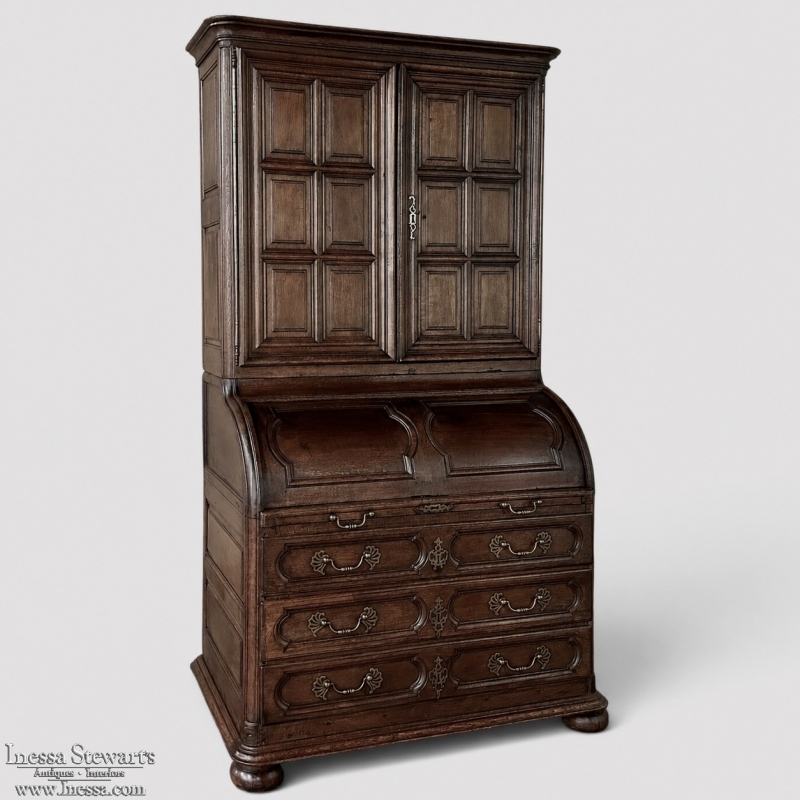 19th Century English Bookcase ~ Cylinder Secretary