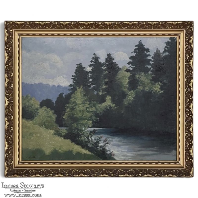 Antique Framed Oil Painting on Canvas by Xavier Wurth (1869-1933)