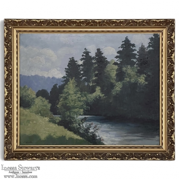 Antique Framed Oil Painting on Canvas by Xavier Wurth (1869-1933)