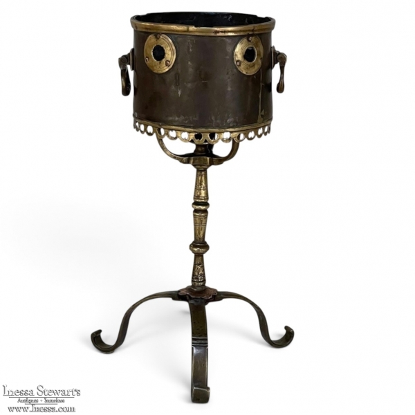 18th Century Dutch Bronze & Copper Tea Kettle Warmer