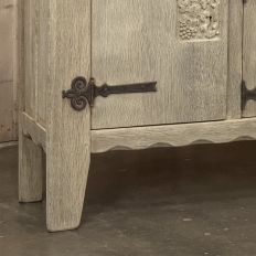 Dutch Neo-Gothic Stripped Oak Buffet with Hand-Forged Ironwork