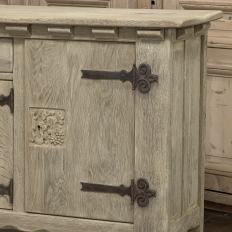 Dutch Neo-Gothic Stripped Oak Buffet with Hand-Forged Ironwork