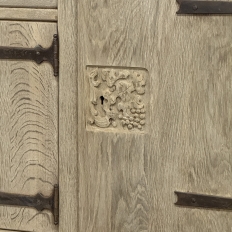 Dutch Neo-Gothic Stripped Oak Buffet with Hand-Forged Ironwork