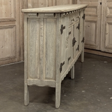 Dutch Neo-Gothic Stripped Oak Buffet with Hand-Forged Ironwork