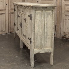 Dutch Neo-Gothic Stripped Oak Buffet with Hand-Forged Ironwork