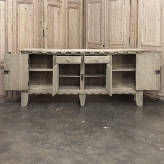 Dutch Neo-Gothic Stripped Oak Buffet with Hand-Forged Ironwork