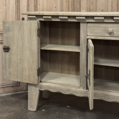Dutch Neo-Gothic Stripped Oak Buffet with Hand-Forged Ironwork
