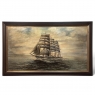 Mid-Century Framed Oil Painting of Four-Masted Ship by Alfred Gabali 'The Preussen'