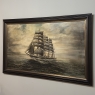 Mid-Century Framed Oil Painting of Four-Masted Ship by Alfred Gabali 'The Preussen'