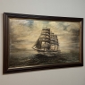 Mid-Century Framed Oil Painting of Four-Masted Ship by Alfred Gabali 'The Preussen'