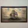 Mid-Century Framed Oil Painting of Four-Masted Ship by Alfred Gabali 'The Preussen'