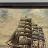 Mid-Century Framed Oil Painting of Four-Masted Ship by Alfred Gabali 'The Preussen'