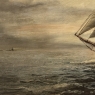 Mid-Century Framed Oil Painting of Four-Masted Ship by Alfred Gabali 'The Preussen'