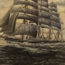 Mid-Century Framed Oil Painting of Four-Masted Ship by Alfred Gabali 'The Preussen'