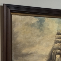 Mid-Century Framed Oil Painting of Four-Masted Ship by Alfred Gabali 'The Preussen'