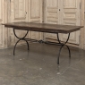 Country French Hand Forged Iron Dining Table With Antique Oak Top