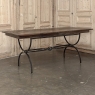 Country French Hand Forged Iron Dining Table With Antique Oak Top
