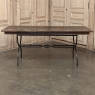 Country French Hand Forged Iron Dining Table With Antique Oak Top