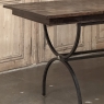 Country French Hand Forged Iron Dining Table With Antique Oak Top