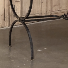 Country French Hand Forged Iron Dining Table With Antique Oak Top