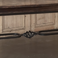 Country French Hand Forged Iron Dining Table With Antique Oak Top