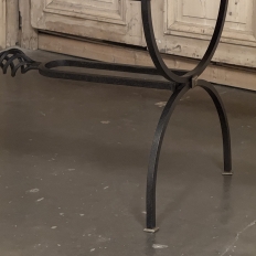 Country French Hand Forged Iron Dining Table With Antique Oak Top