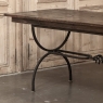Country French Hand Forged Iron Dining Table With Antique Oak Top