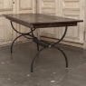Country French Hand Forged Iron Dining Table With Antique Oak Top