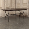 Country French Hand Forged Iron Dining Table With Antique Oak Top