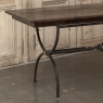 Country French Hand Forged Iron Dining Table With Antique Oak Top