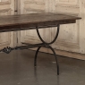 Country French Hand Forged Iron Dining Table With Antique Oak Top