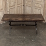 Country French Hand Forged Iron Dining Table With Antique Oak Top
