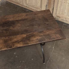 Country French Hand Forged Iron Dining Table With Antique Oak Top