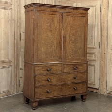 19th Century English Figured Walnut Linen Press ~ Wardrobe